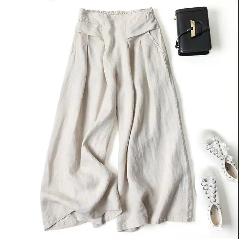 Loose High Waist Wide Leg Pants Elastic Comfortable Fit Nine Point Long Trousers for Women Spring Season Faion Trend - Image 5