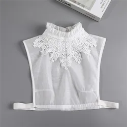 Vintage Lace Floral Detachable Stand Collar for Women - Elegant White False Blouse Collar (White)
