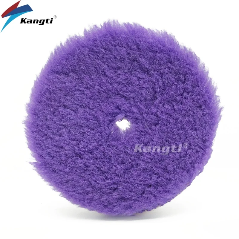Kangti 5"(125mm)/6"(150mm) High Density Lambs Wool Polishing Pad for Car Waxing Buffing Finishing 5