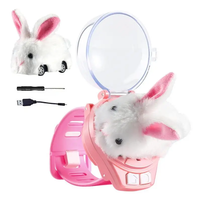 

Remote Control Car Watch Toy 2.4 Ghz Electric Watch Control Car Detachable Plush Bunny Rc Car Watch USB With Taillights For Girl