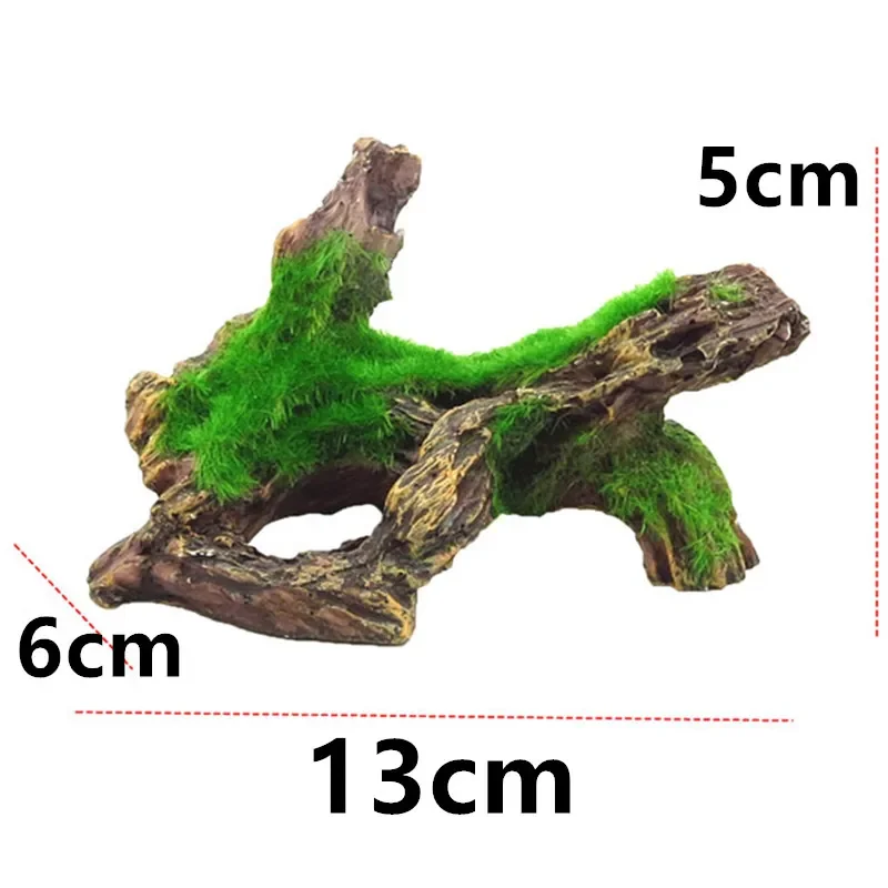 Aquarium Decoration Resin Wood for Fish Tank Decoration Wood Moss Root for Aquarium Ornaments Green Moss Fish Tank Decorative