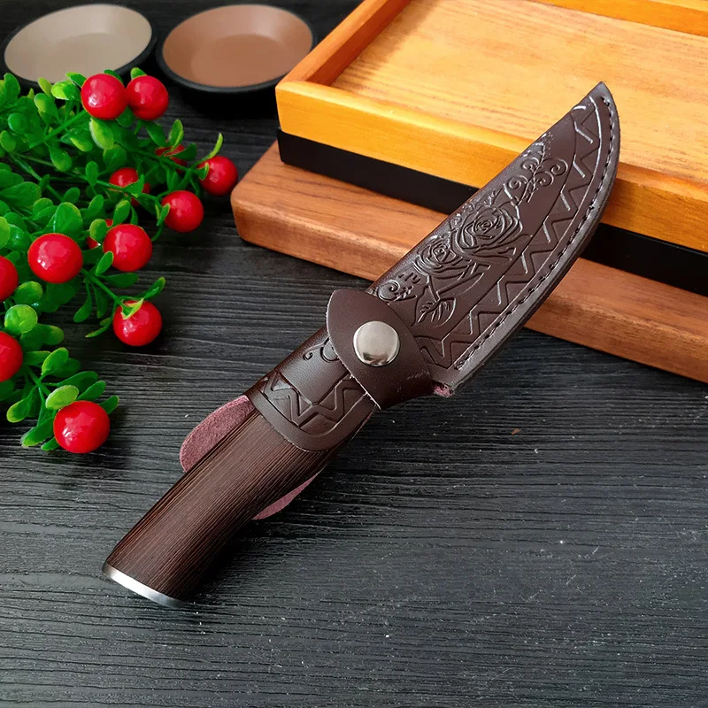 Forged Meat Cleaver Knife 5Cr15Mov Stainless Steel Butcher Boning Kitchen Chef Knife Fishing BBQ Fruit Portable Knife with Cover