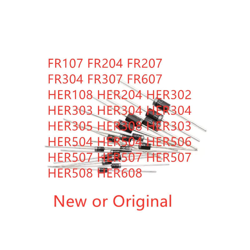 FR107 FR204 FR207 FR304 FR307 FR607 HER108 HER204 HER302 HER303 HER304 HER305 HER308 HER504 HER506 HER507 HER508 HER608 20PCS rectifier diodes electrical rectifier diodes electrical diodes