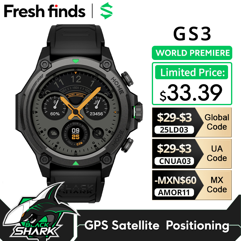 [World Premiere]Blackshark GS3 Smart Watch Global Version 1.43" AMOLED Display 5ATM AI Watch Faces GPS Satellite Positioning