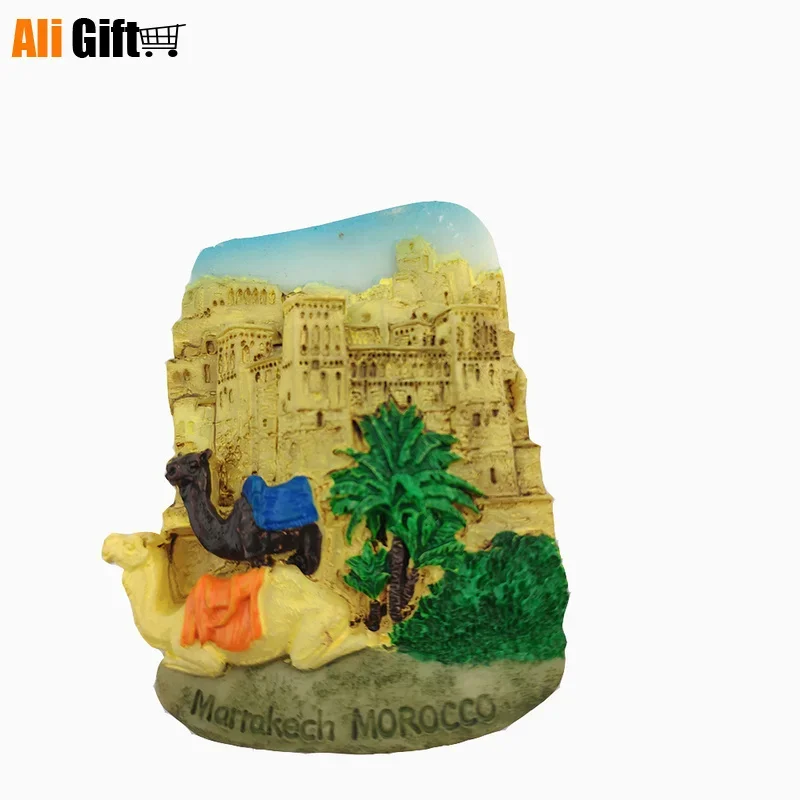 Morocco 1 Pcs Marrakech Casablanca Old City Wall Hand-Painted 3D Fridge Magnets Souvenirs Refrigerator Magnetic Stickers