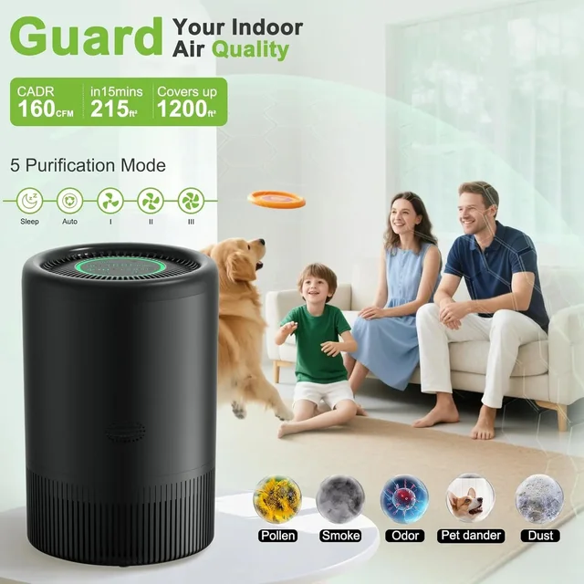 Pet Air Purifier for Home Allergies Pet Hair in Bedroom Covers Up to 360 ft² 3-in-1 Filter with HEPA Remove Dust Smoke Odor 2