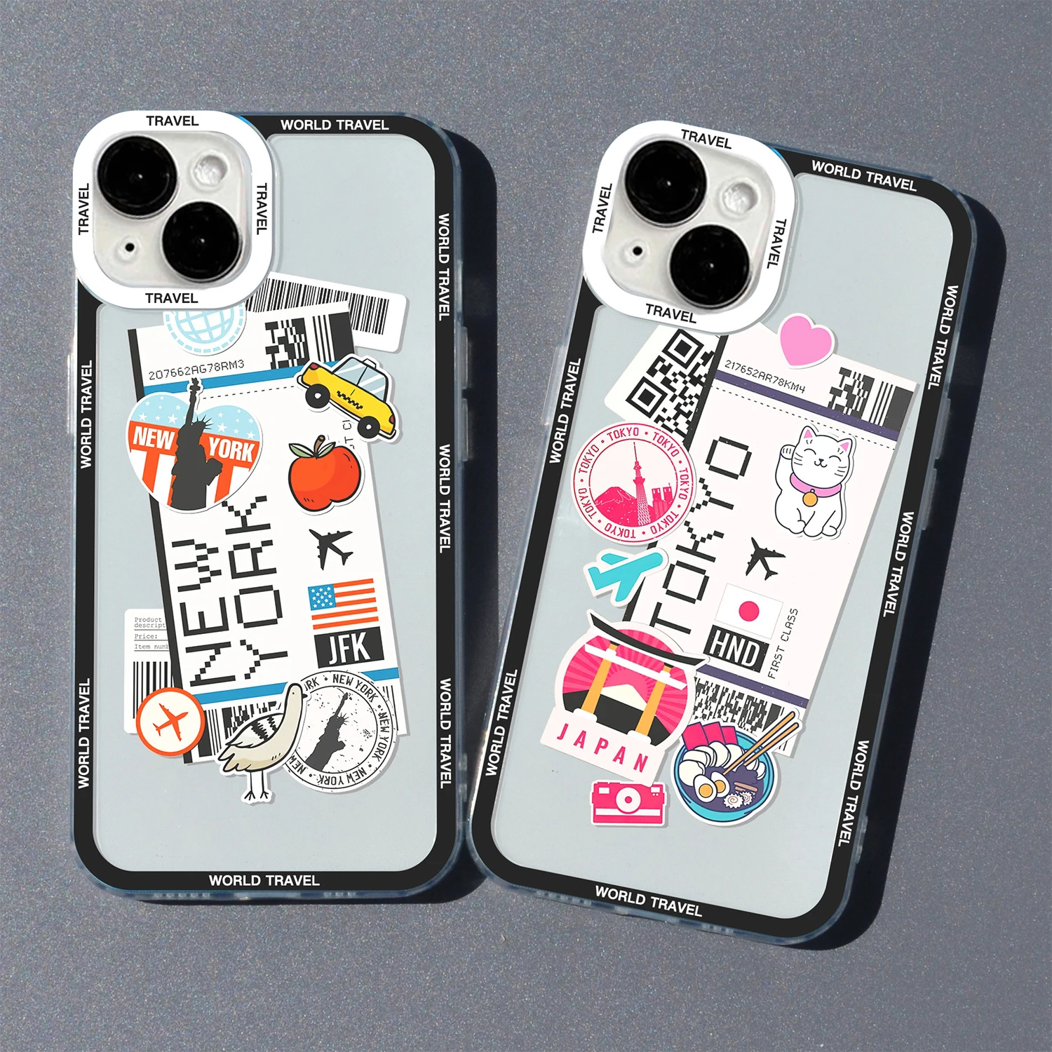 World City Travel Ticket London New York Tokyo Label Custodia Per Telefono Per Iphone 14 13 12 11 Pro Max Mini Xs X Xr Se 7 8 Plus Cover