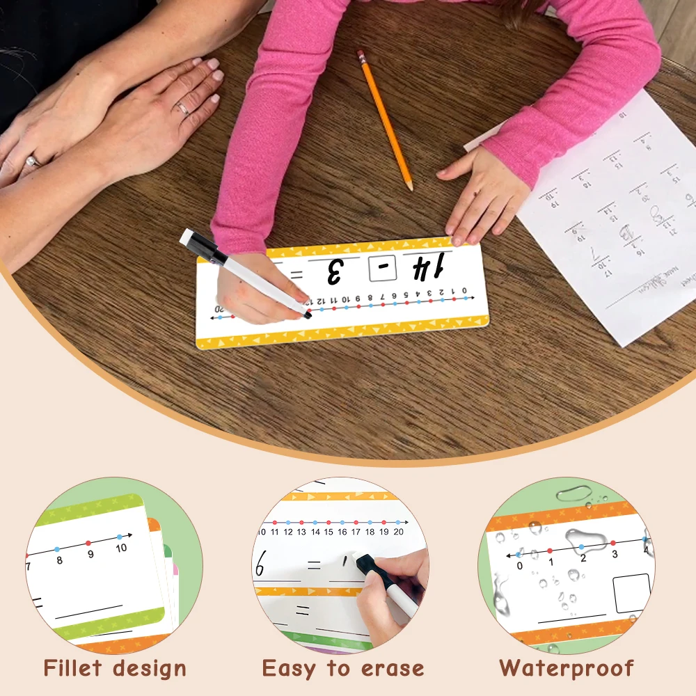 16Pcs Educational Dry Erase Number Line Cards for Kids Math Learning