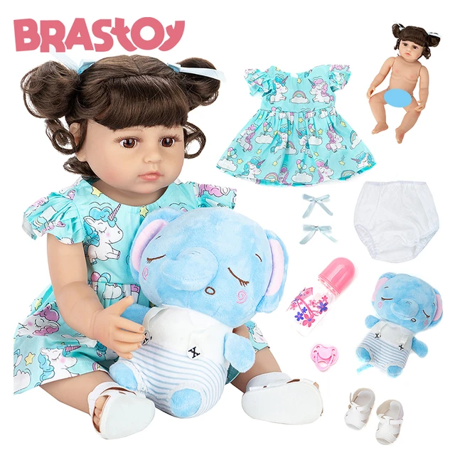 Boneca Bebê Reborn Silicone Menina Brastoy Original Pode Tomar