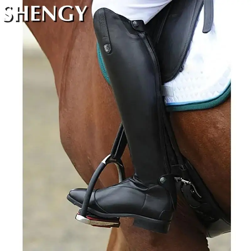 Ladies Knight Boots Fashion Equestrian Rider Horse Riding Boots Women Leather Knee High Boot Straight Botas Zipper Winter Shoes