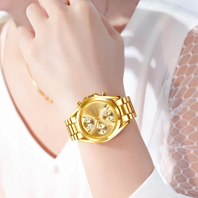 SKMEI New Fashion Luxury Quartz Watch For Women Stopwatch Waterproof Steel Belt Wristwatches Business Clock Relogio Feminino