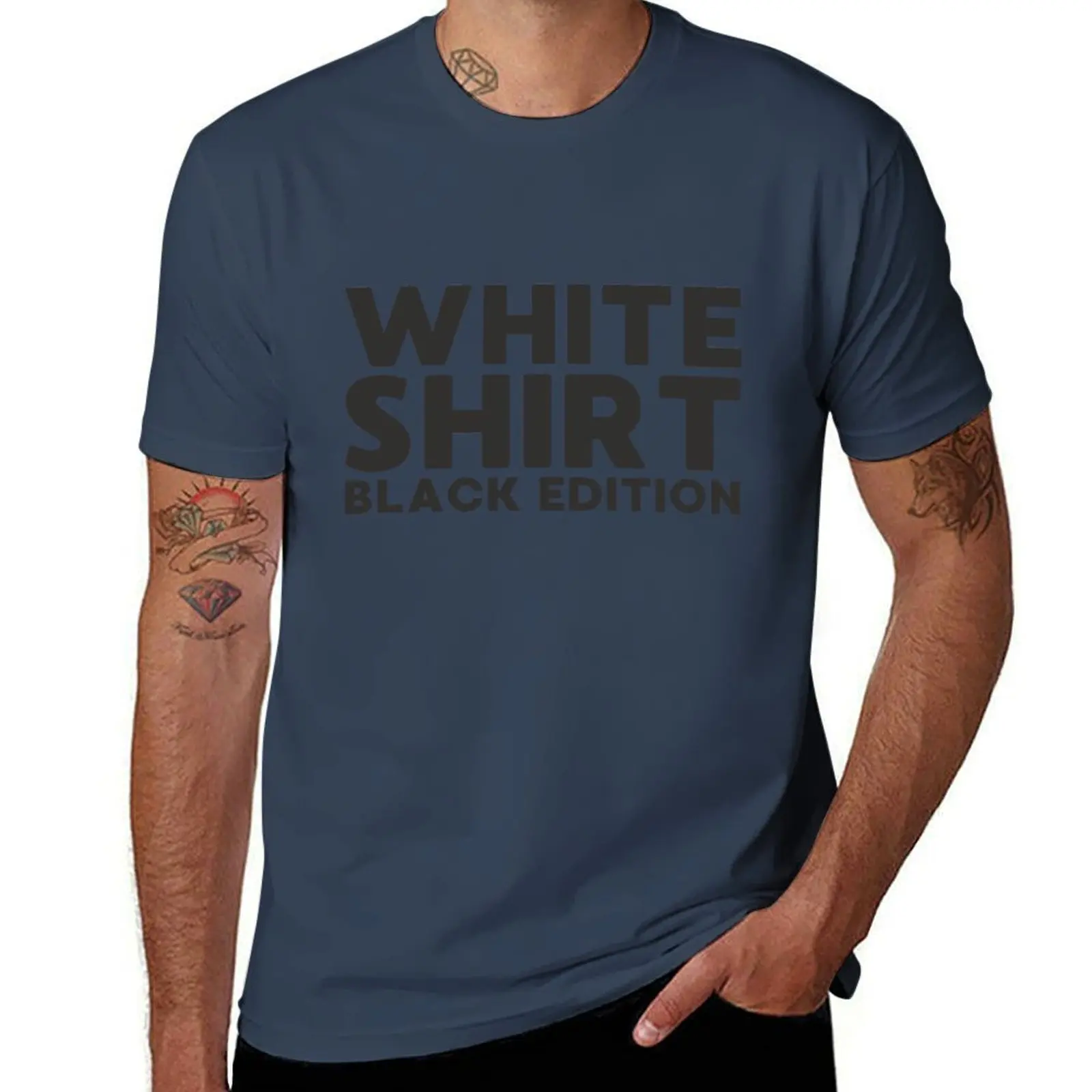Men's Cotton T-Shirt - White Shirt Black Edition with Anime Designs