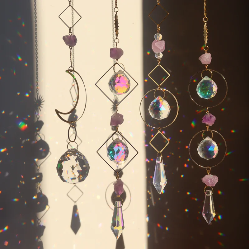 Prism Suncatcher Hanging Window Crystals Rainbow Light Catcher Crystal Sun Catcher,Summer Gift Octagon Beads Crystal Pendant