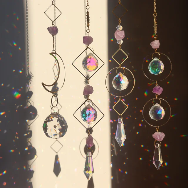 Prism Suncatcher Függő Ablak Kristályok Szivárványos Könnyű Fogó Kristály Napsütő, Nyári Ajándék Nyolcszög Gyöngyök Medál - Image 2