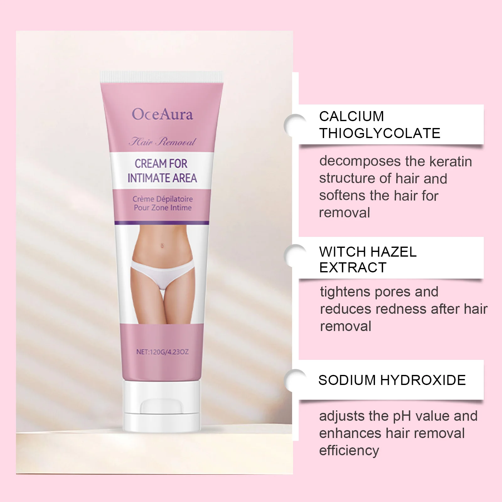 OceAura Unisex Gentle Hair Removal Cream - A Mild Cleansing, Moisturizing, Smoothing & Skin-Purifying Body Care Cream