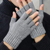 2026 Winter and Autumn Knitted Gloves Warm Plush Men's and Women's Fingerless Gloves Outdoor Sports Touchscreen Gloves