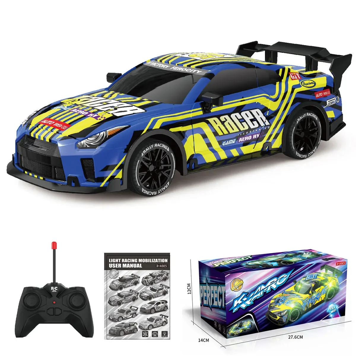 Rc Car 1/18 4Ch High-Speed Remote Control Drift Racing Car Electric Sportscar Toy Vehicle Model Toys for Boys Kids Birthday Gift