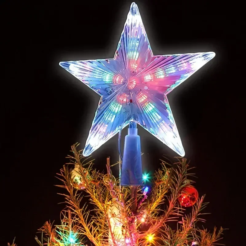 Christmas Star Tree Decor Lights LED Glowing Star Lamp Sparkling Night Light Xmas Tree Top Ornaments New Year Home Party Decor