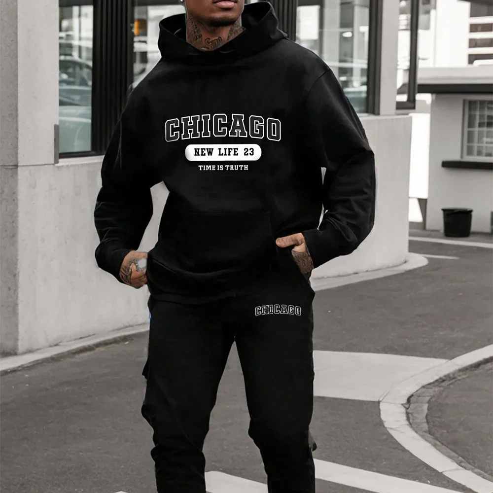 Men's Hoodie Pants Sets New York City Letters Sweatshirts Loose Sweatpants Suit Fleece Jogging Sweatshirt Trousers Outfits Suits 2