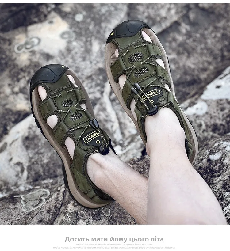 Protectcamel Genuine Leather Sandals Men Outdoor Sports - Uniqwear