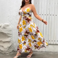 Plus Size Large Size Printed Maxi Dress Temu Women's Clothing Strap Long Gown Polyester Fiber Other Patterns No Decoration Or... - Image 3