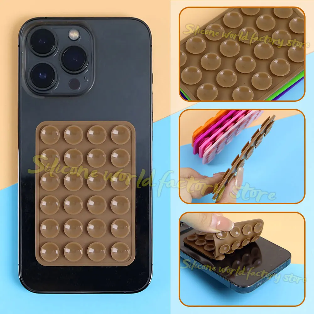 Silicone World Double-sided Silicone Suction Phone Holder Multifunctional Phone Case Anti-Slip Back Stickers Mat Wall Stand