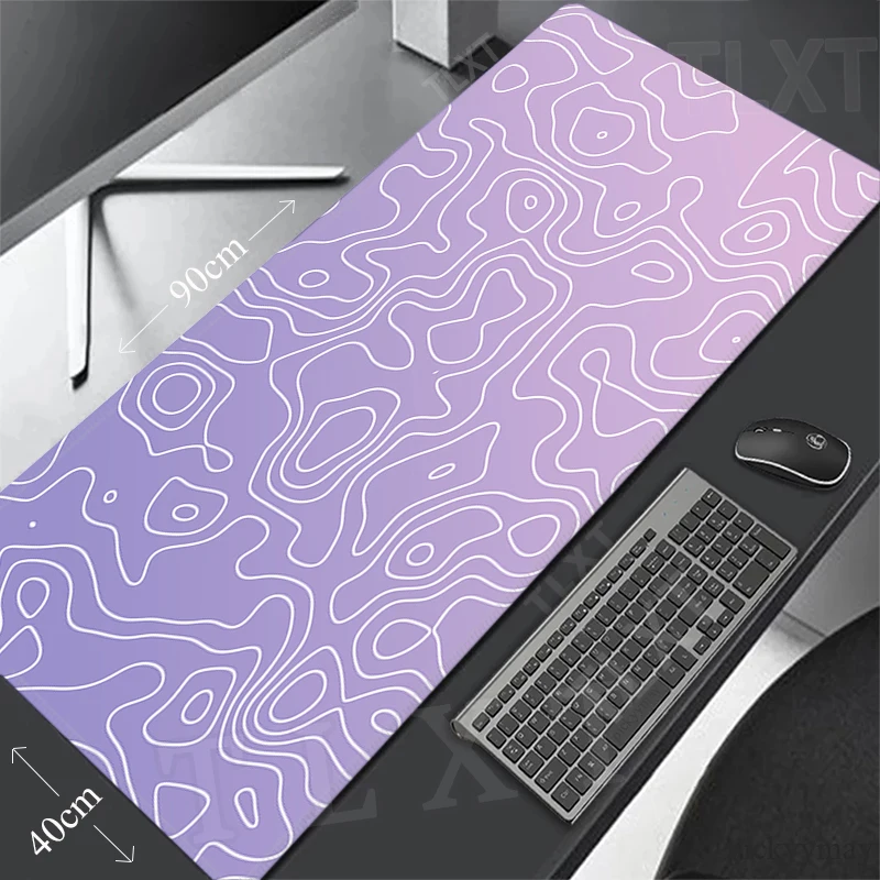 Large Mouse Pad 100x50cm Topographic Lines Computer Mousepads Gaming Mousepad Big Keyboard Mat Gamer Mouse Pad Purple Desk Mats
