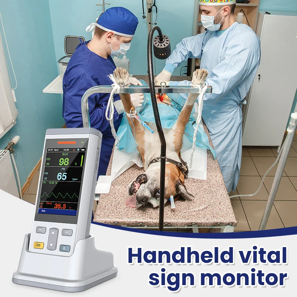 Handheld Veterinary Patient Monitor for Cats Dogs Measures SpO2 TEMP PR Medical