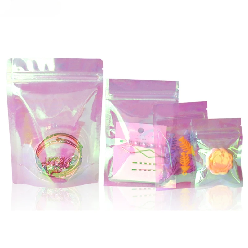 

Colorful Laser Self Sealing Packaging Bag Transparent Earrings Jewelry Jewelry Packaging Bag Color Changing Plastic Sealing Bag