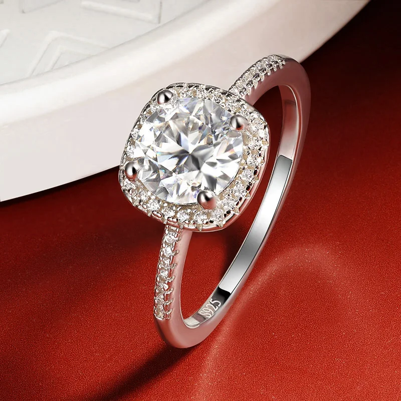 OEVAS Real 0.5-3CT D Color Round Moissanite Women Ring Four Claw Rings 100% 925 Sterling Silver 18K White Gold Fine Jewelry Gift 5