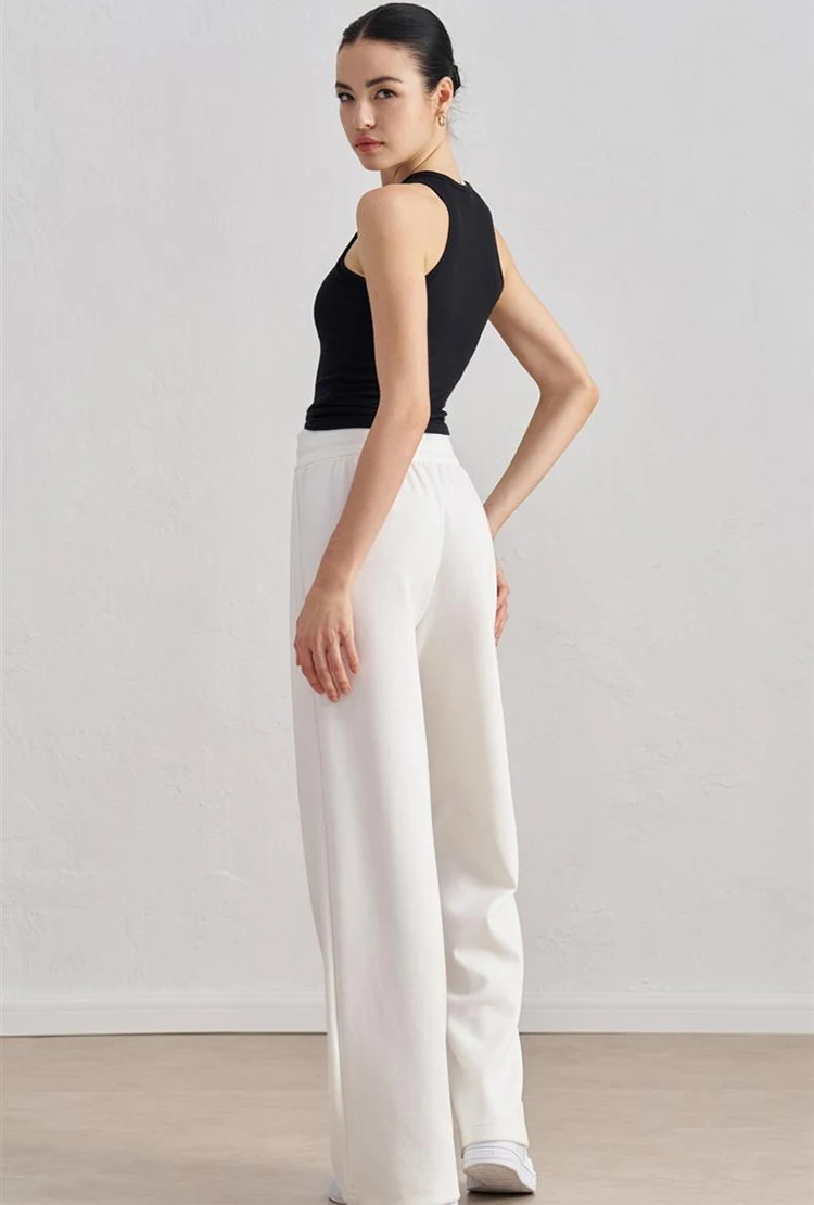 Yoga-Hose für Damen mit Kordelzug, vielseitig, hohe Taille, gerades Bein, locker, lässig, weites Bein, schlankmachend, Fitness – Detail 3
