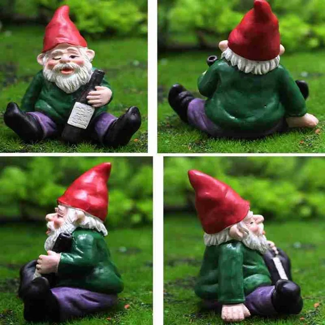 Mini Részeg Törpék Törpe Kerti Miniatűrök Udvari Elf Figura Gyanta Táj Kültéri Dísz Karácsonyi Dekoráció - Image 5