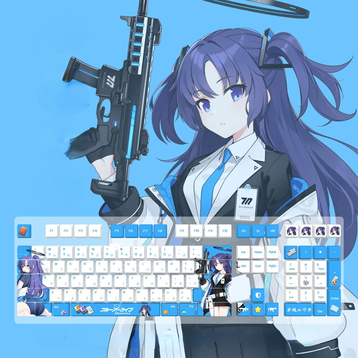 Blue Archive Hayase Yuuka Pbt Keycaps Cute Sexy Girl Interruptor mx Teclado Mecânico Jogo Personalizado 130 Teclas por Conjunto