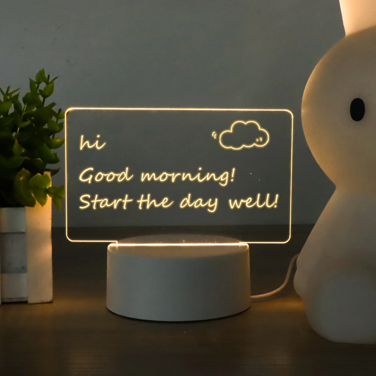 LED Desk Lamp With Message Board Bedroom Decoration Night Light DIY Hand Written Panel USB Table Lamps 5