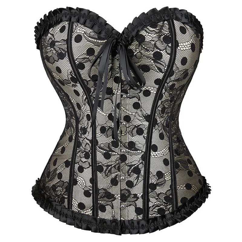 

Sexy Corsets Bustiers Tops For Women Lace Mesh Flower Print Vintage Corset Gothic Satin Lingerie Corselet Overbust Plus Size