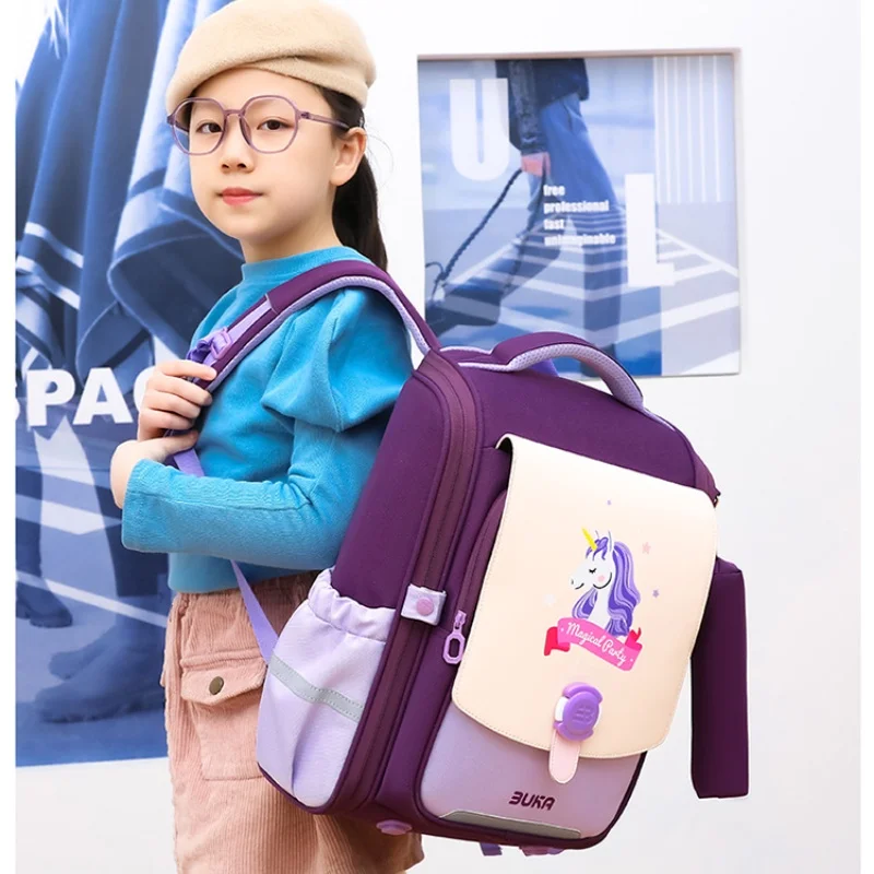 Grade 1-6 Children Cartoon Unicorn Dinosaur British Style Backpacks New Girls Boys Student High-capacity Schoolbag with Pen Bags