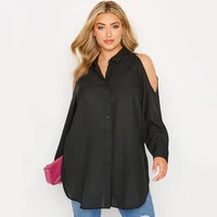 Plus Size Long Sleeve Elegant Spring Autumn Shirt Women Cold Shoulder Button Front Business Blouse Large Size Work Office Blouse - Image 3