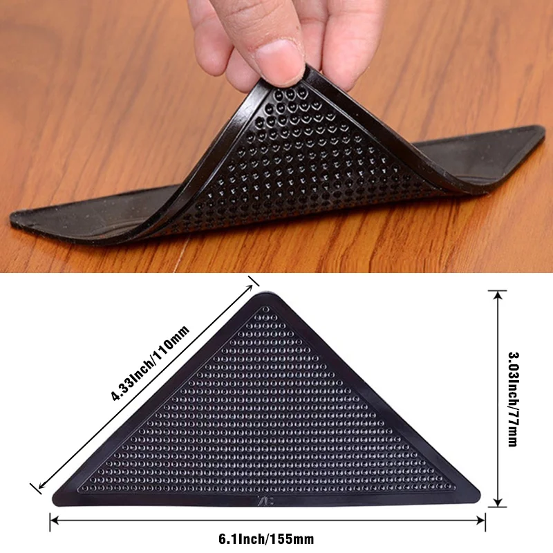 4Pcs8pcs/set Triangle Washable Reusable Rug Gripper Anti-skid Rubber Mat Non Slip Patch Tape for Tile Floors Carpets Corners Pad Best Sellers In Furniture