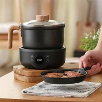 110V/220V Smart Electric Cooker Multifunction Split Pot Home Non-stick Frying Pan Mini Electric Hot Pot Appointment Steamer 1.8L 2