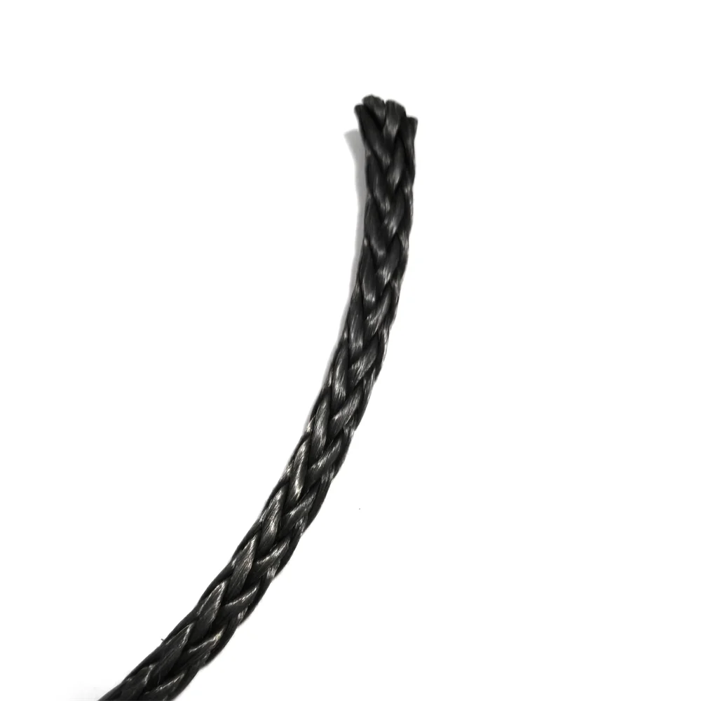 12 strands braided black pure Kevlar braided rope hollow rope eye loop rope 2