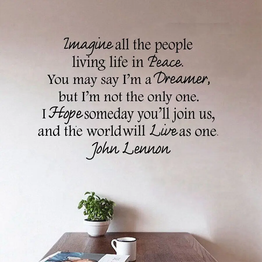Spedizione Gratuita Ebay Vendita Calda Rock Singer Lennon Imagine Vinyl Wall Peace Quote Decal Lettering,M2012