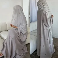 Cardigan Kimono brodé noir Abaya dubaï, caftan musulman de luxe pour femmes, vêtements islamiques turcs, nouvelle collection 2025 3