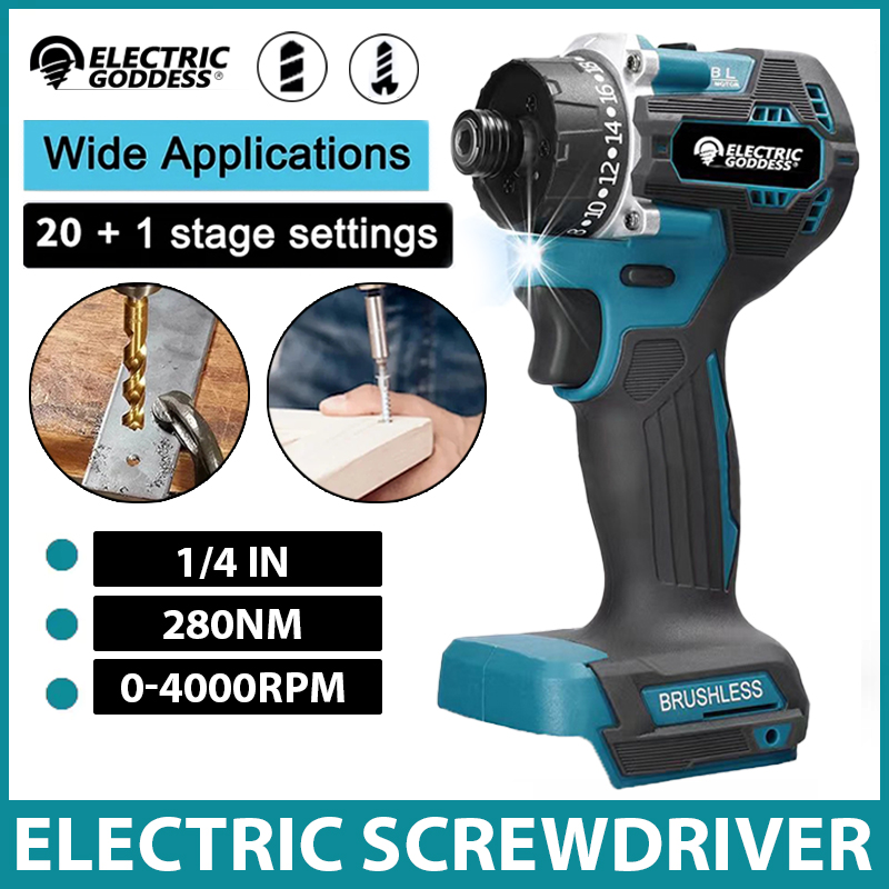 280 NM Cordless Impact Driver 18V LXT BL Brushless Power Tools Motor Electric Drill Wood/olt/T-Mode Rechargeable