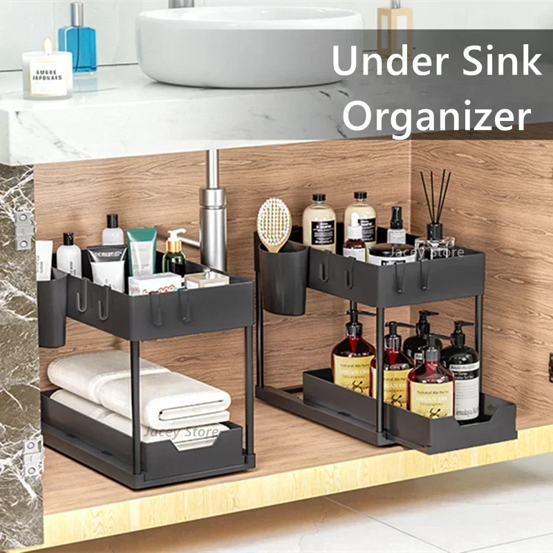 

Under Sink Storage Kitchen Organizer 2 Tier Drawer Multipurpose Rack Cabinet Under Sink Storage Rack Bathroom Organizer Shelves