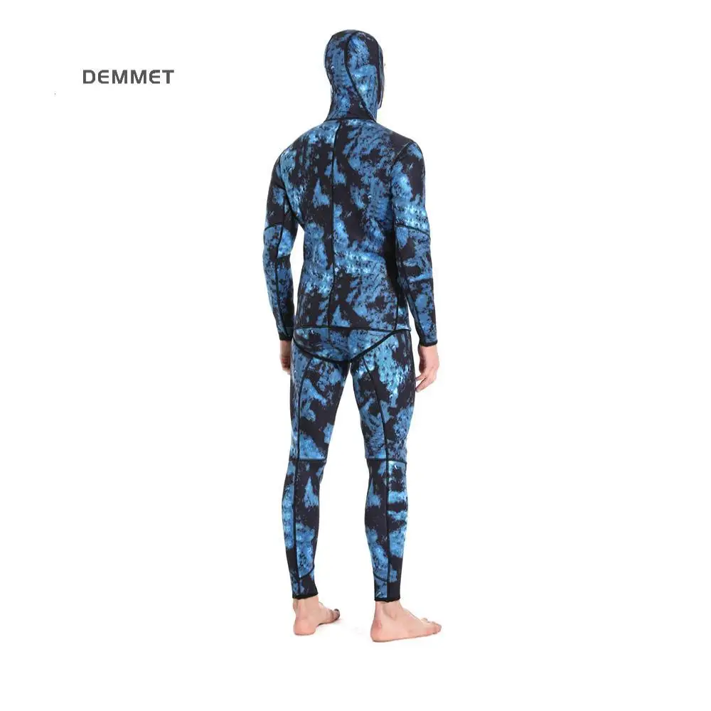 HOT 3mm Camouflage Wetsuit Long Sleeve Fission Hooded 2 Pieces Of Neoprene Submersible  For Men Keep Warm Waterproof Diving Suit