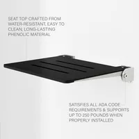 18 Inch Silhouette Slimline Folding Wall Mount Shower Bench Seat, Matte Black Seat with Silver Sturdy Aluminum Frame 2