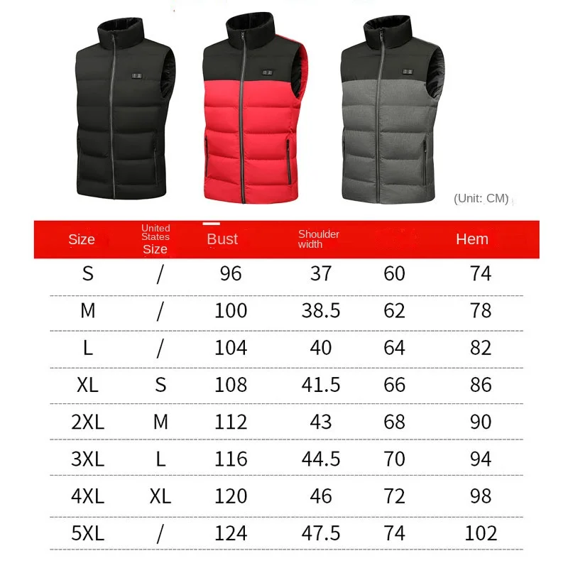 13-zone heating vest stand collar intelligent temperature-controlled heating  double-control color matching heating jacket
