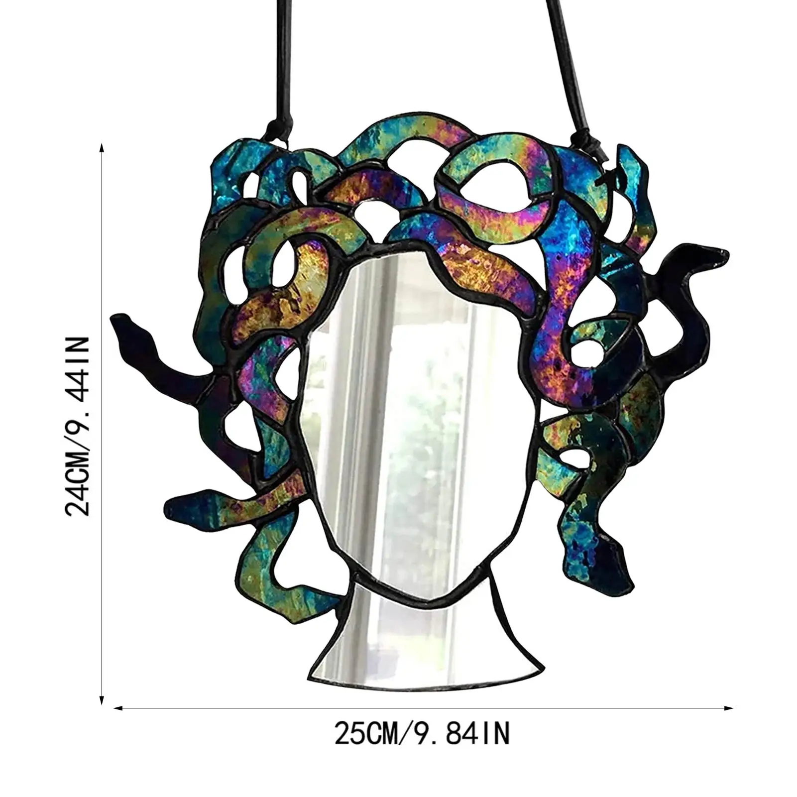 Unique Stained Glass Medusa Mirror Durable Colorful Medusa Decorative Pendant Home Decoration for Party Wedding