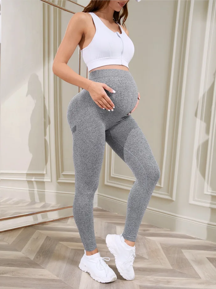 Women's Maternity Leggings Over The Belly Full Length Pregnancy Yoga Pants Active Wear Workout Leggings 4