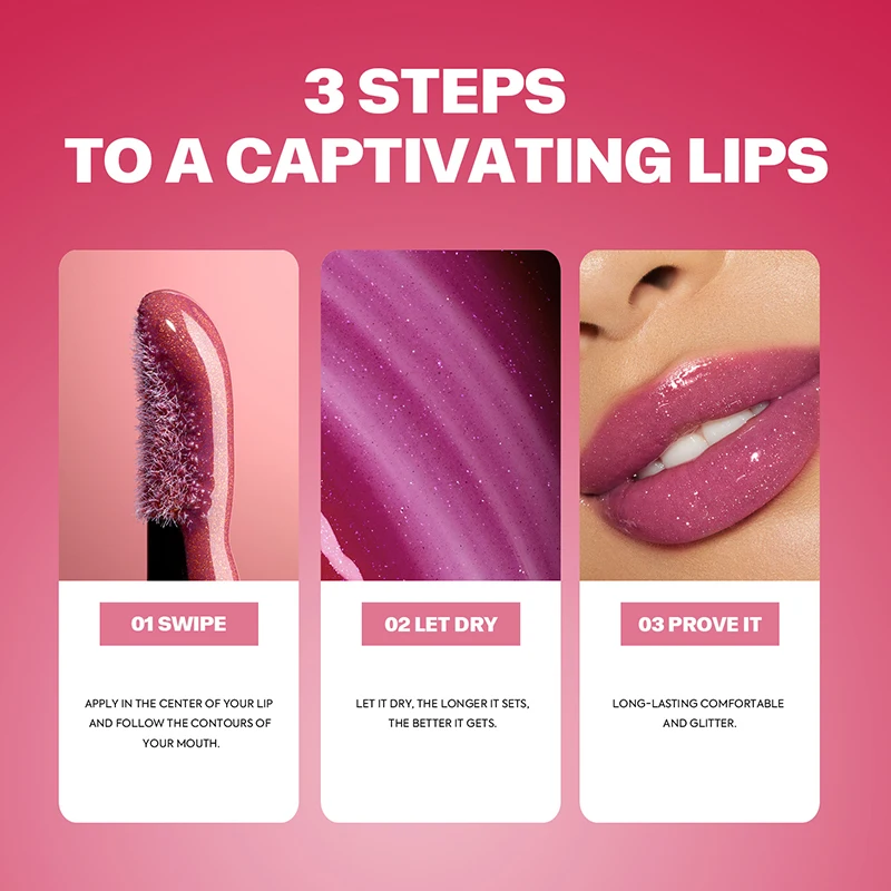 Glitter liquid lip glaze, high shine gloss lipstick, hydrating full lips, long lasting liquid lipstick, daily makeup 5